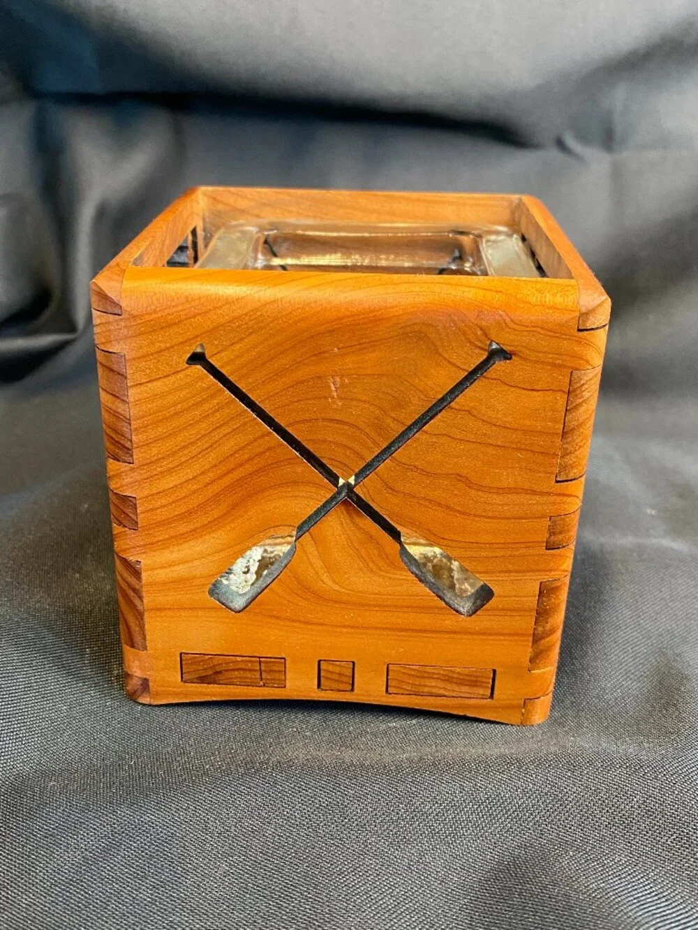 Wood You Tell Me Cedar Wood Canoe & Oars Candle Holder Cabin Decor